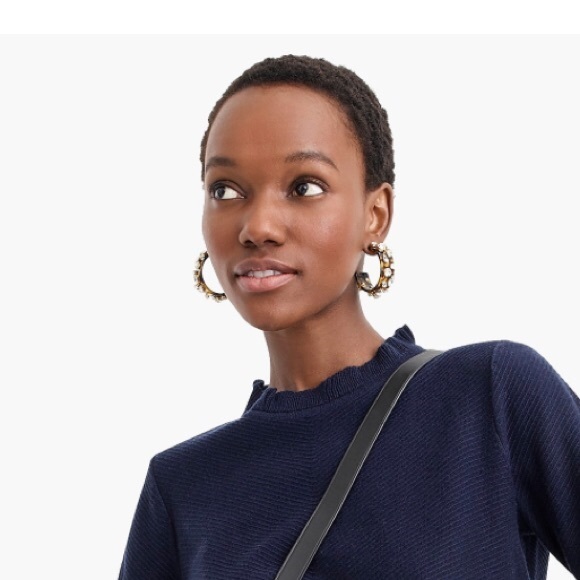 NWT J. Crew tortoise hoops with crystals - Picture 3 of 10
